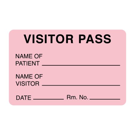 Nevs Visitor Pass - Name Of Patient/Visitor 1-15/16" x 3" VP-Pink